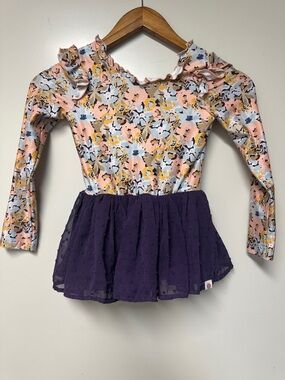 Cheeky plum floral leotard - 6Y